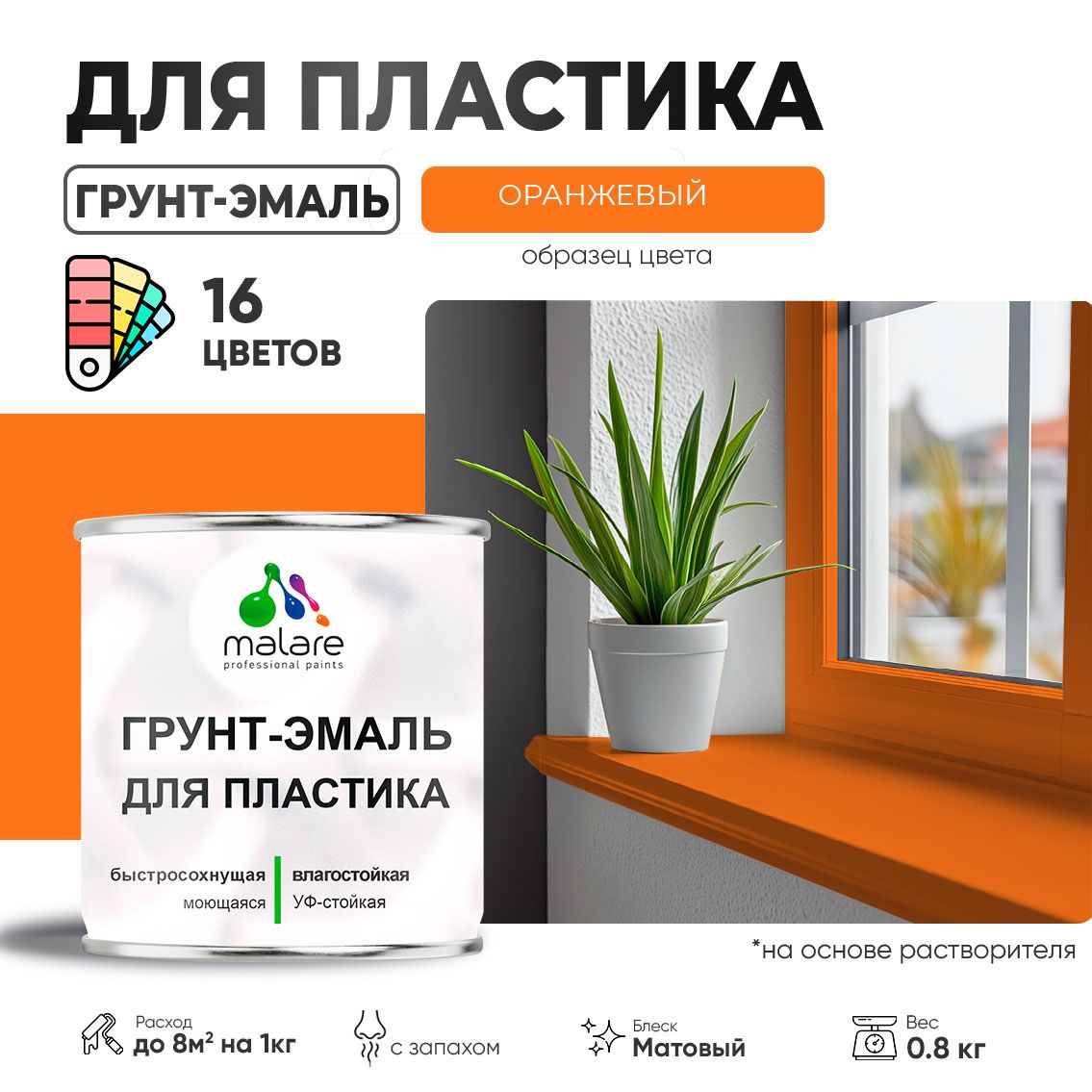 Акрилсополимерная грунт-эмаль 3 в 1 для пластиковых поверхностей Malare
