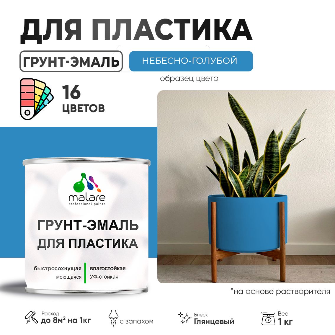 Акрилсополимерная грунт-эмаль 3 в 1 для пластиковых поверхностей Malare