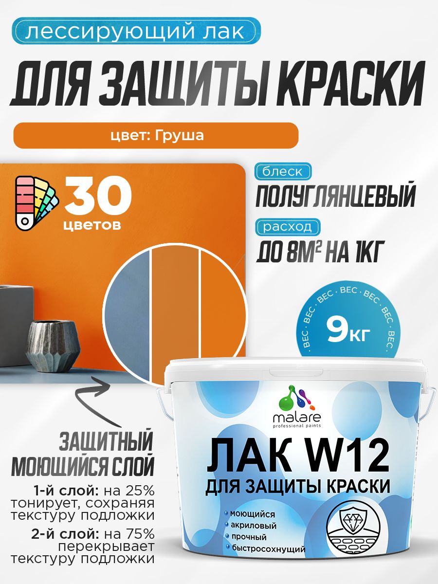 Акриловый водный колерованный лак для защиты краски Malare W12