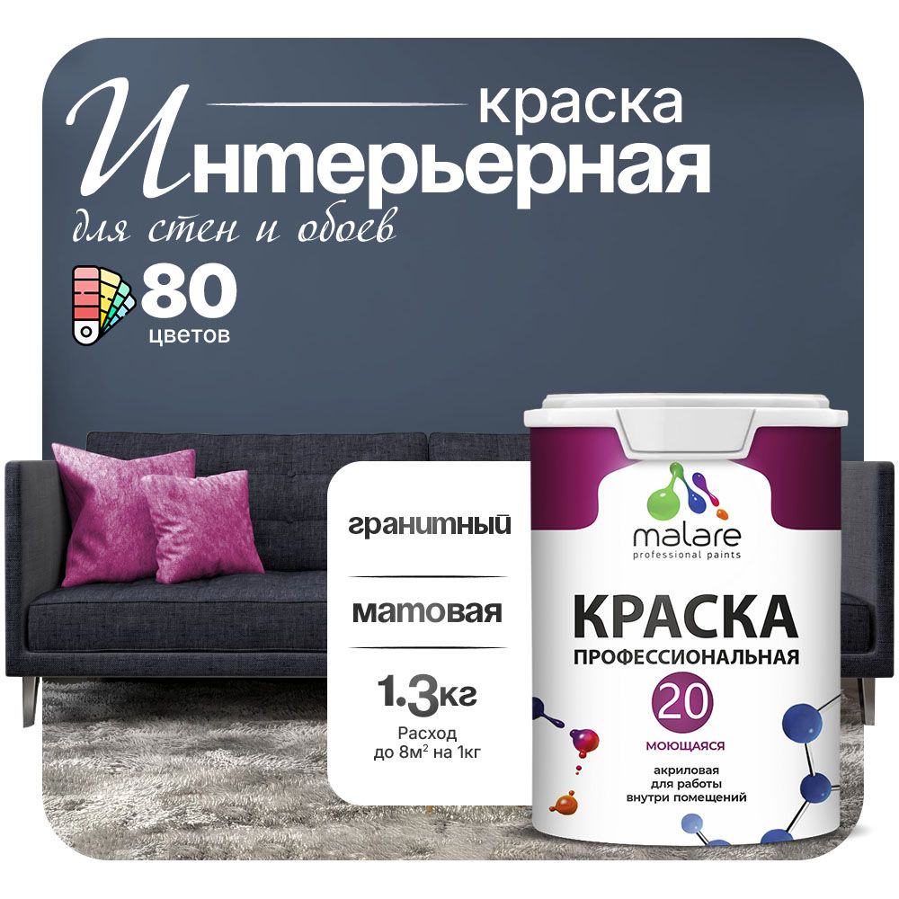 Акриловая краска для стен и обоев Malare ЕВРО 20