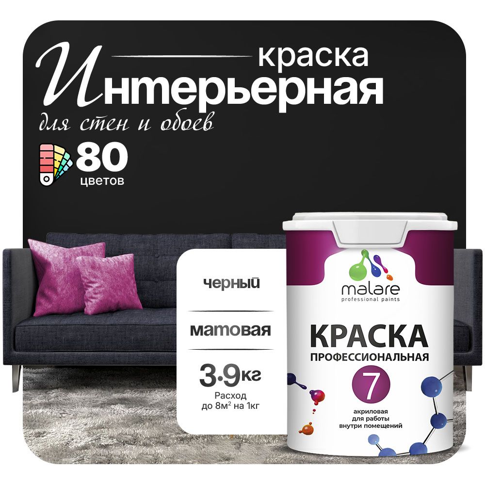 Акриловая краска для стен и обоев Malare ЕВРО 3