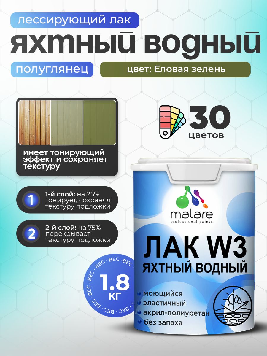 Акриловый водный колерованный яхтный лак Malare W3