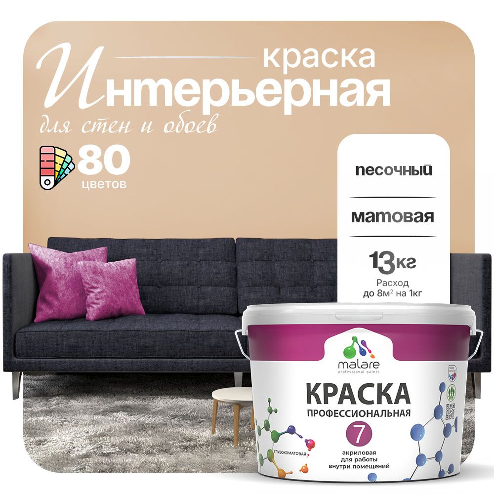 Акриловая краска для стен и обоев Malare ЕВРО 3