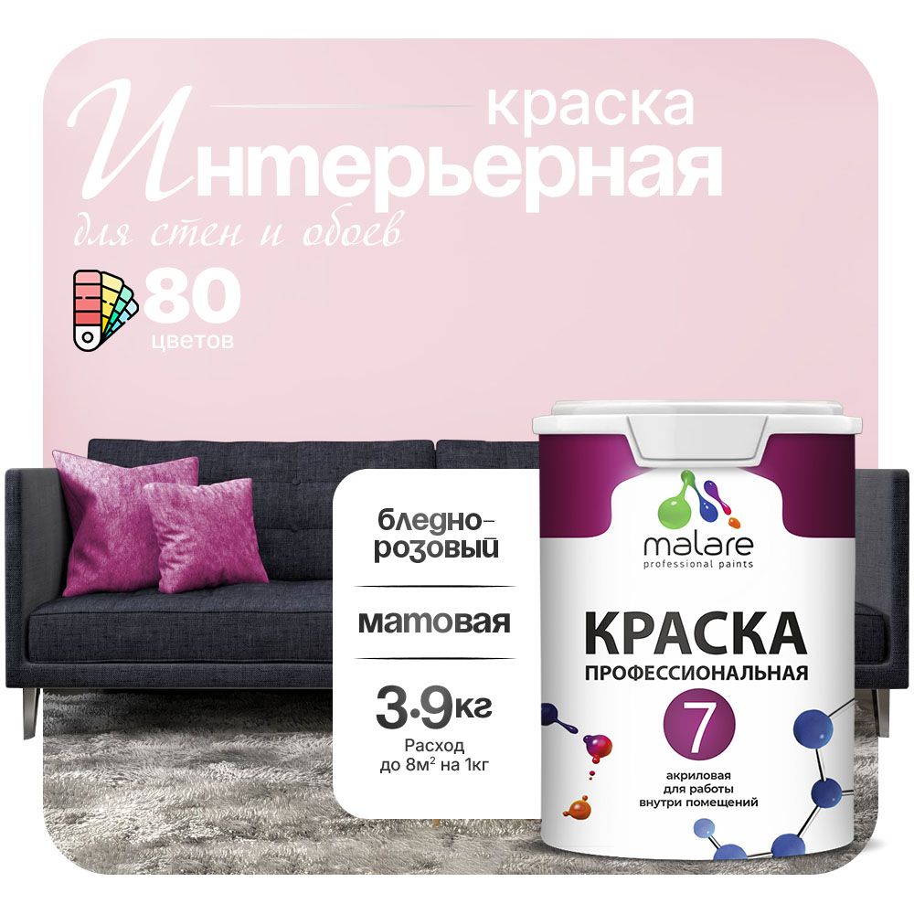 Акриловая краска для стен и обоев Malare ЕВРО 3
