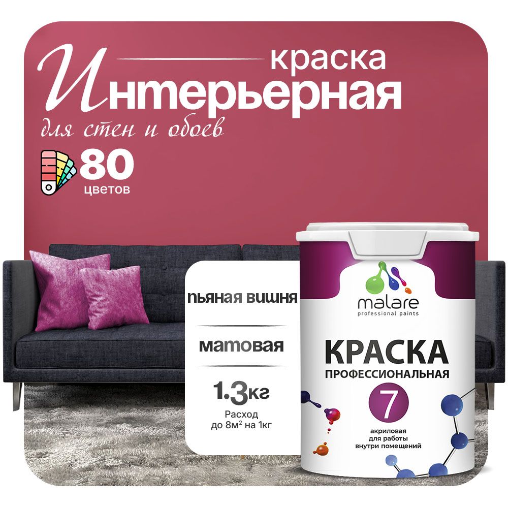 Акриловая краска для стен и обоев Malare ЕВРО 3