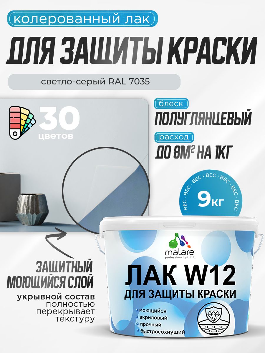 Акриловый водный колерованный лак для защиты краски Malare W12