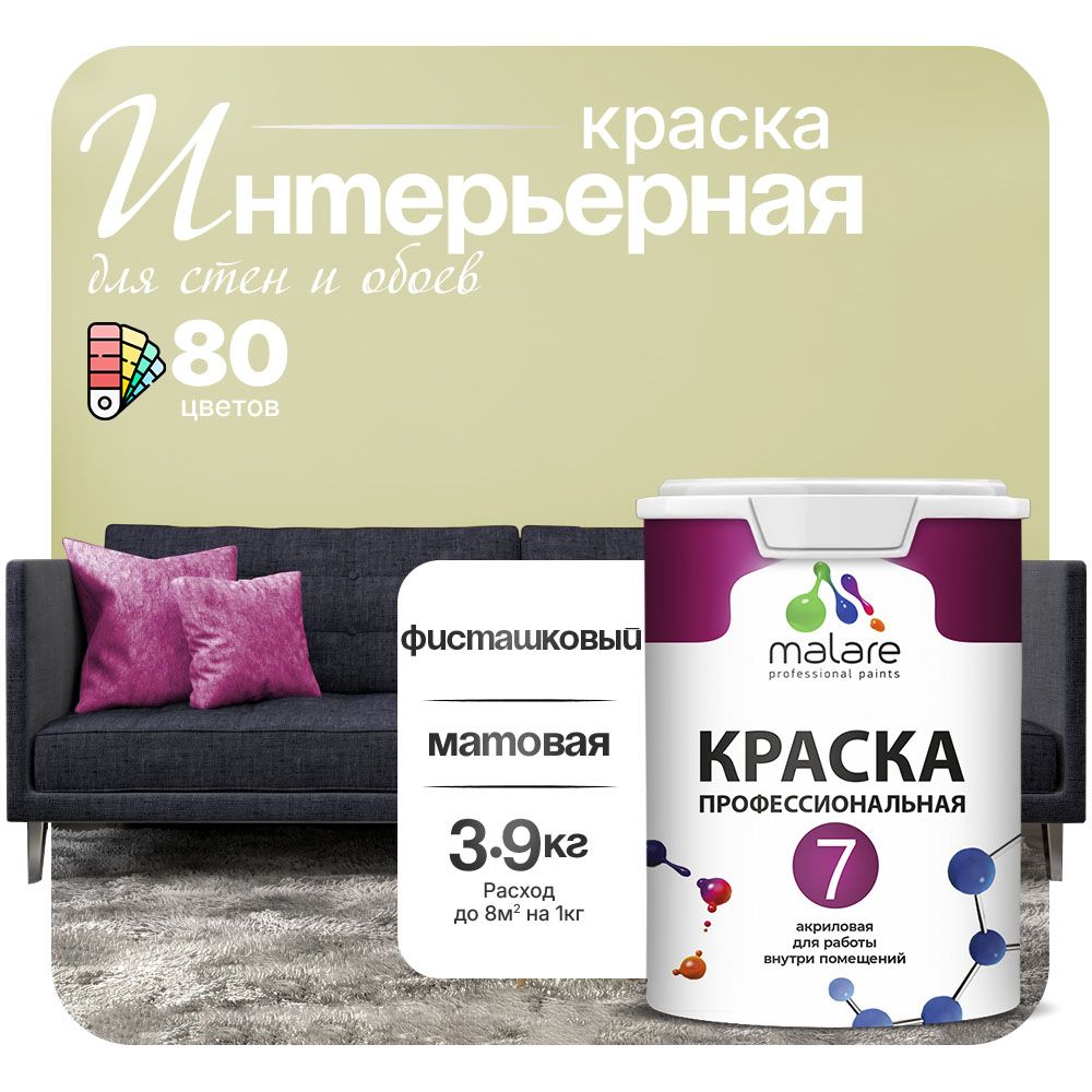 Акриловая краска для стен и обоев Malare ЕВРО 3