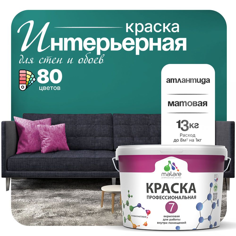 Акриловая краска для стен и обоев Malare ЕВРО 3