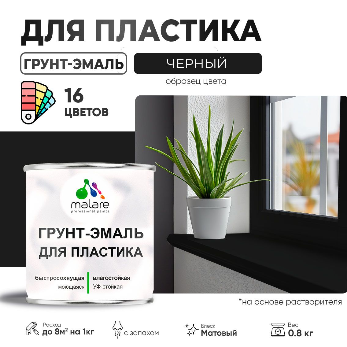 Акрилсополимерная грунт-эмаль 3 в 1 для пластиковых поверхностей Malare