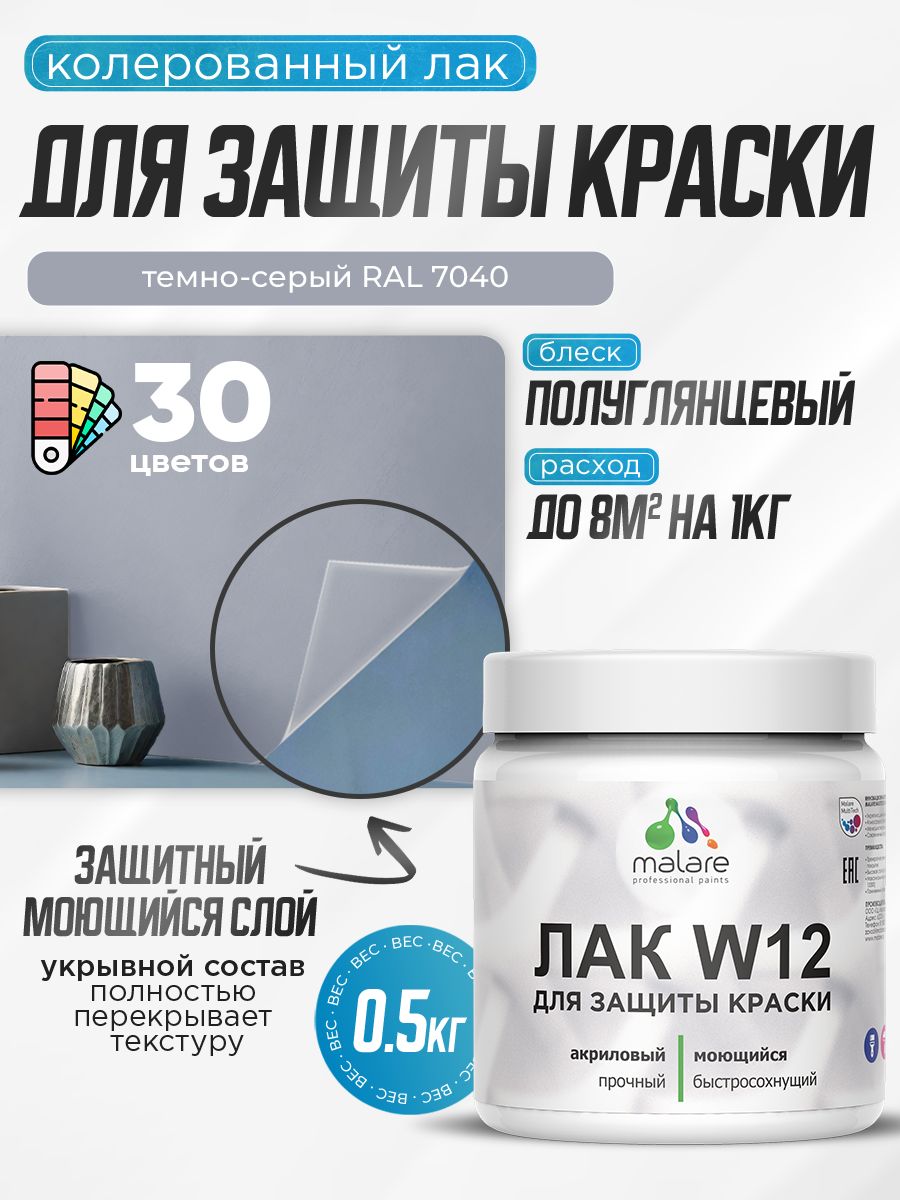 Акриловый водный колерованный лак для защиты краски Malare W12