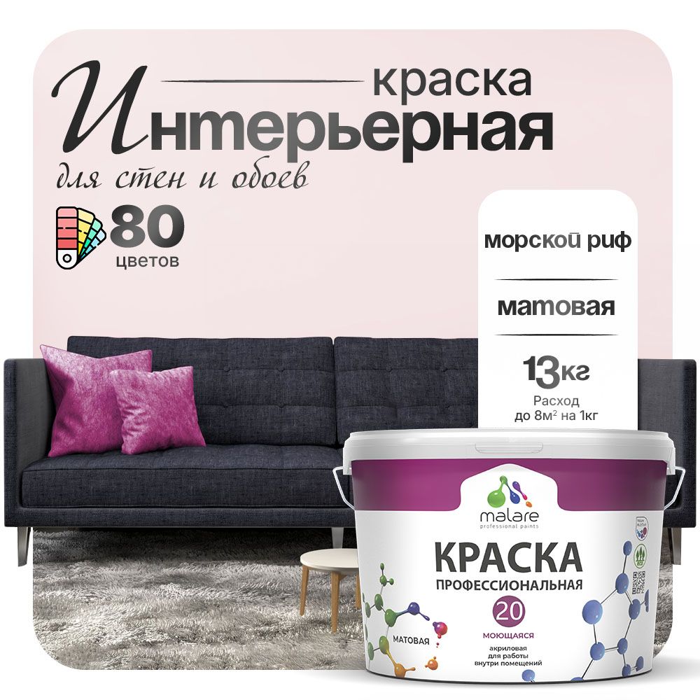 Акриловая краска для стен и обоев Malare ЕВРО 20