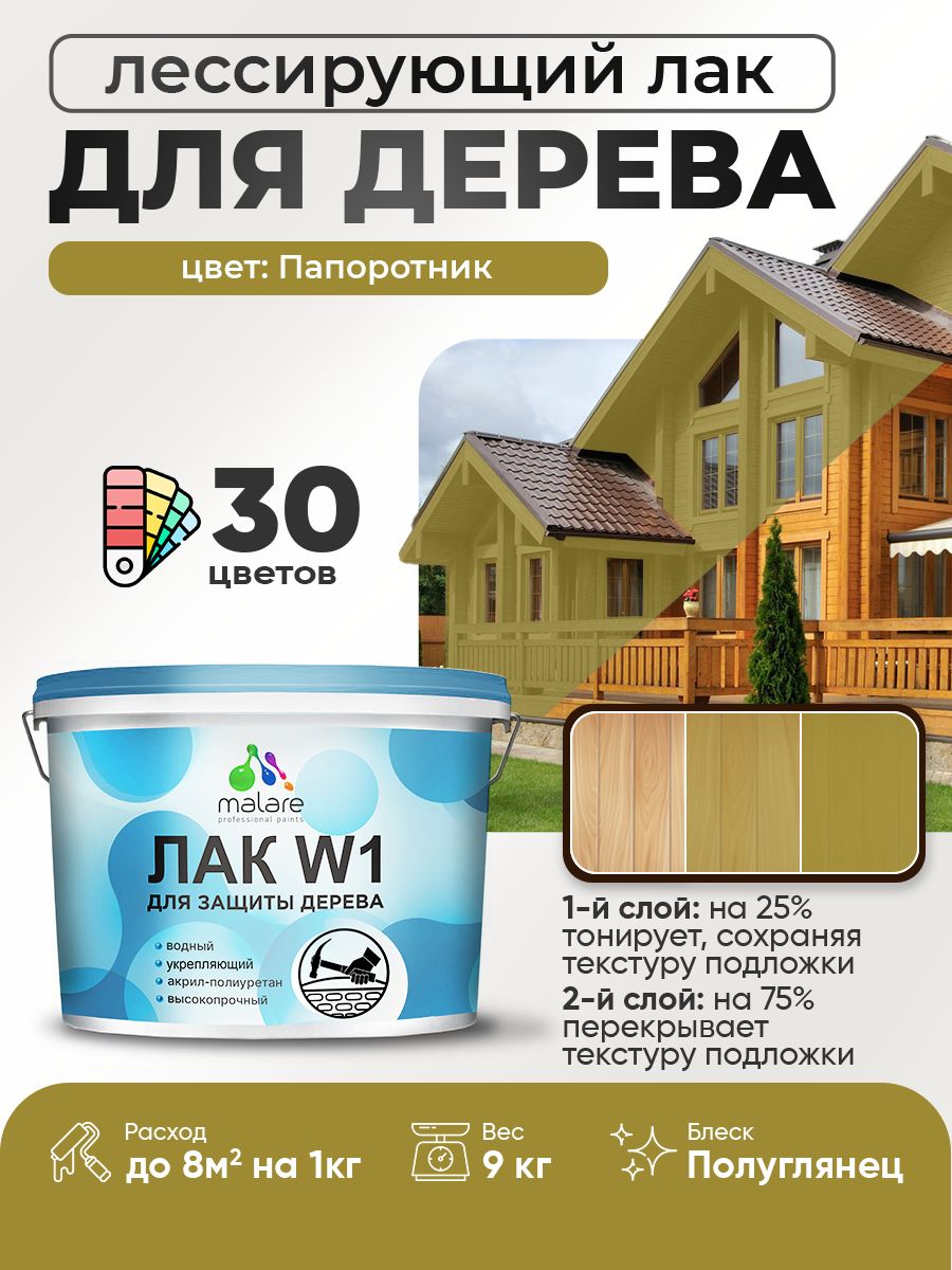 Акриловый водный колерованный лак для деревянных поверхностей Malare W1