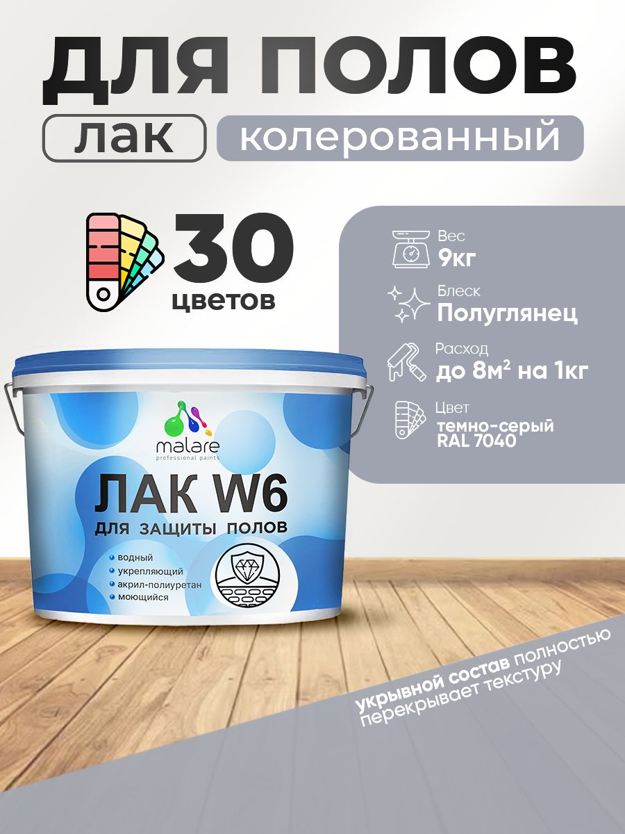 Акриловый водный колерованный лак для пола Malare W6