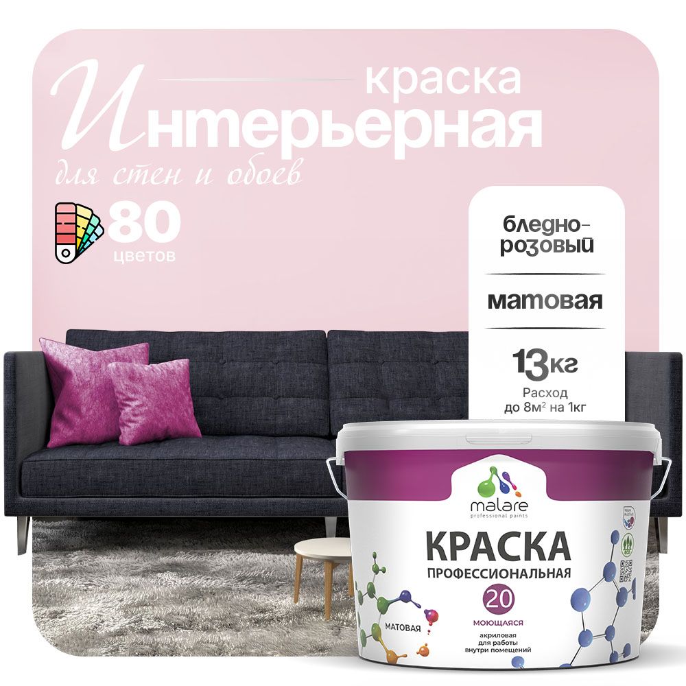 Акриловая краска для стен и обоев Malare ЕВРО 20