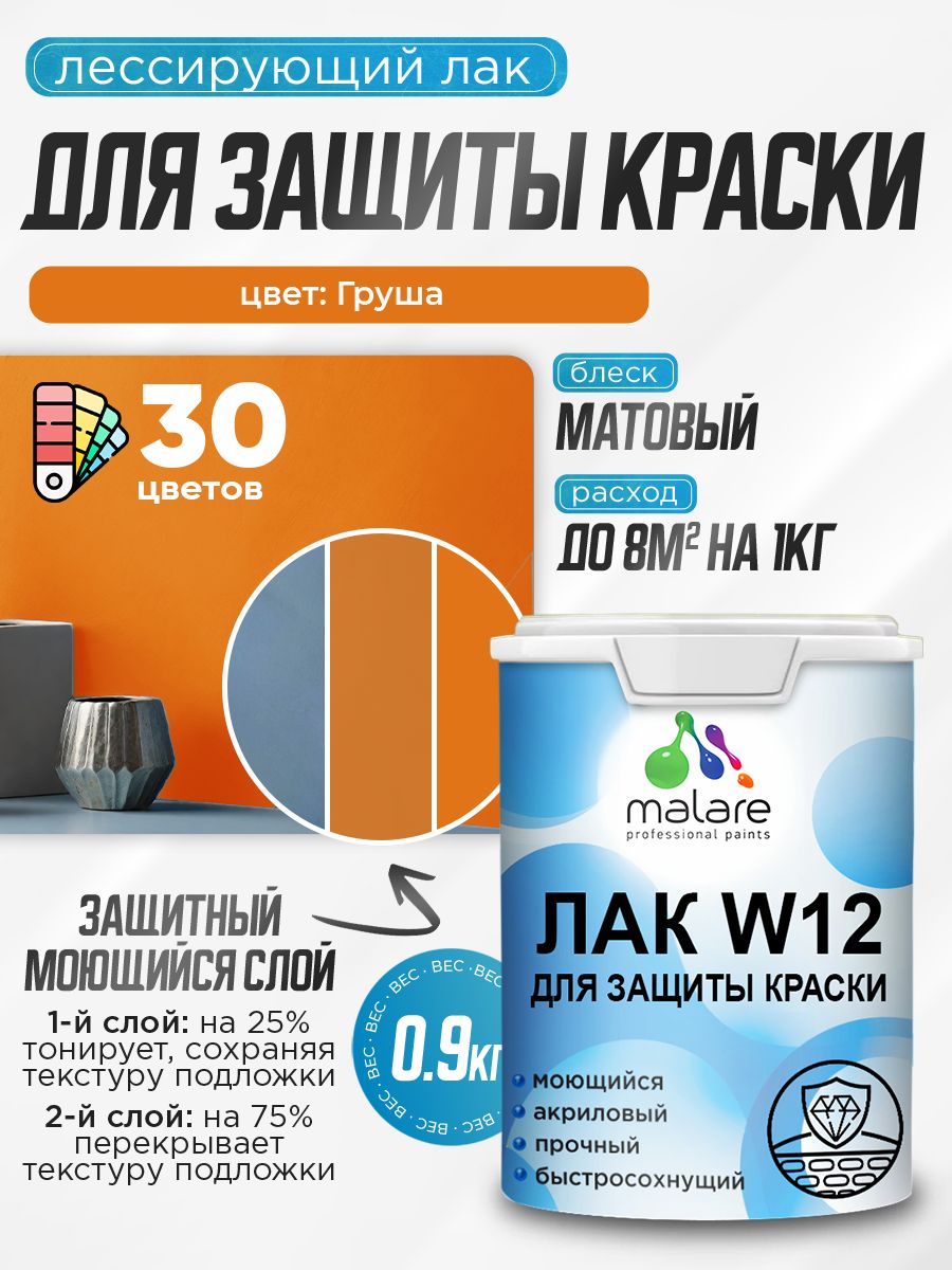 Акриловый водный колерованный лак для защиты краски Malare W12