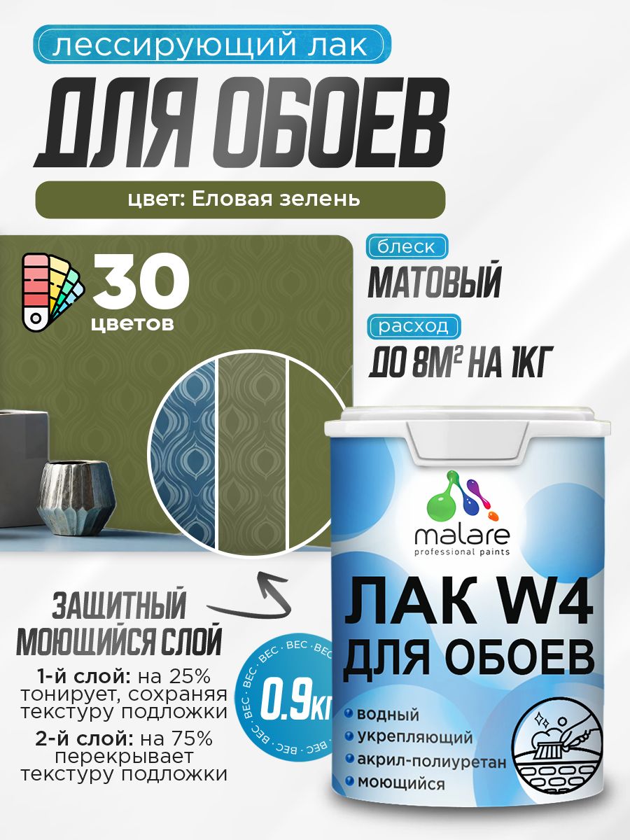 Акриловый водный колерованный лак для обоев Malare W4