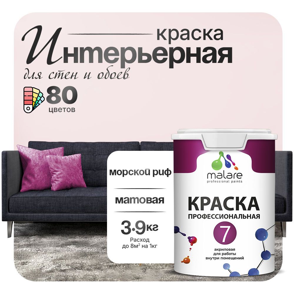 Акриловая краска для стен и обоев Malare ЕВРО 3