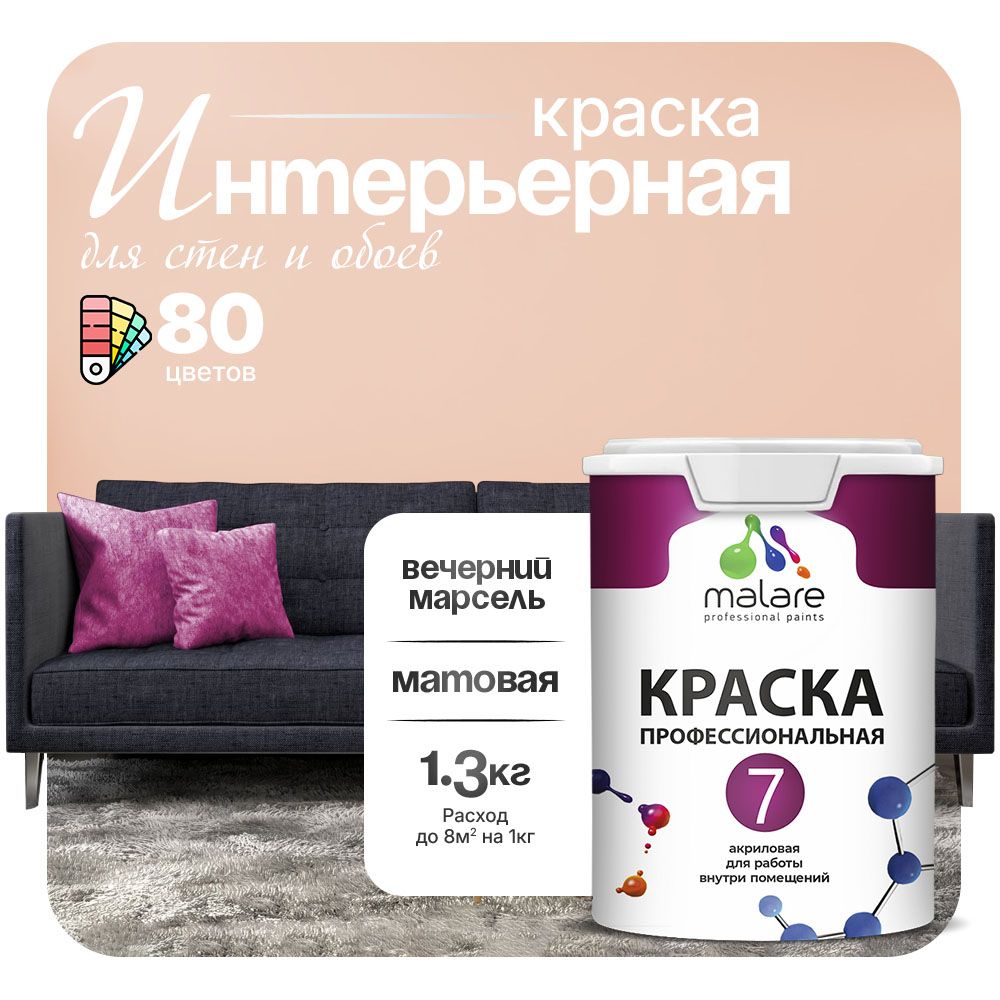 Акриловая краска для стен и обоев Malare ЕВРО 3