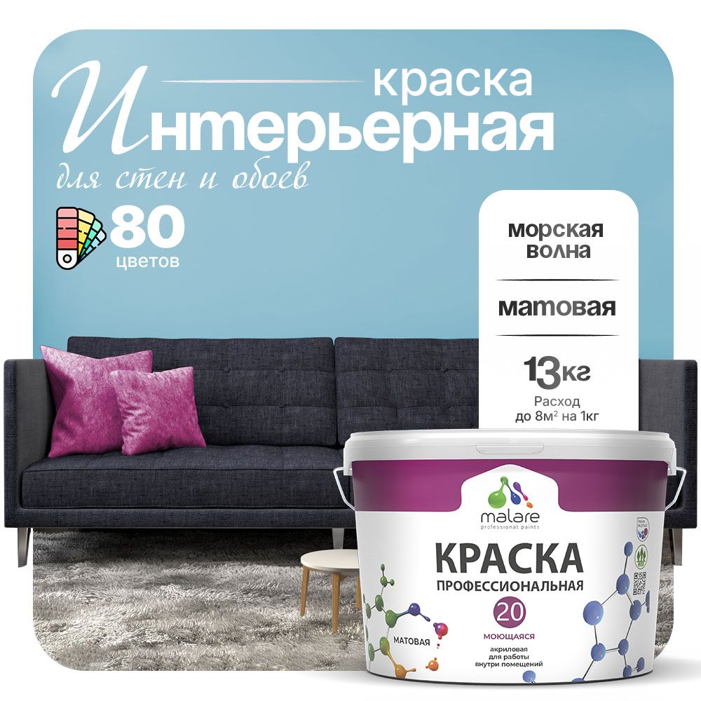 Акриловая краска для стен и обоев Malare ЕВРО 20