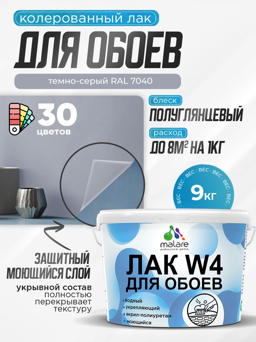 Акриловый водный колерованный лак для обоев Malare W4