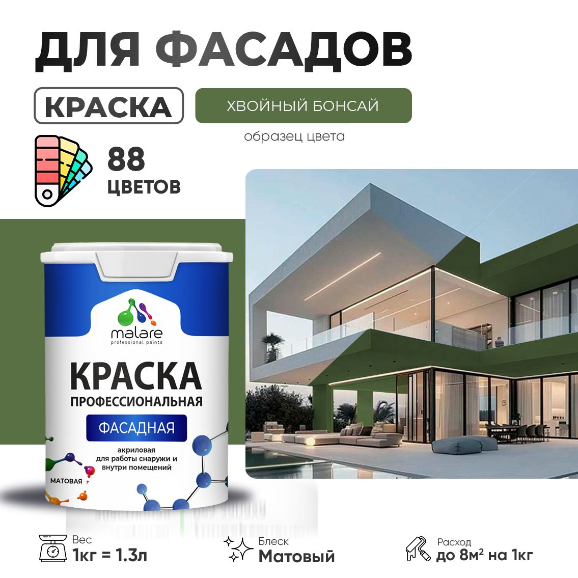 Акриловая фасадная профессиональная краска Malare
