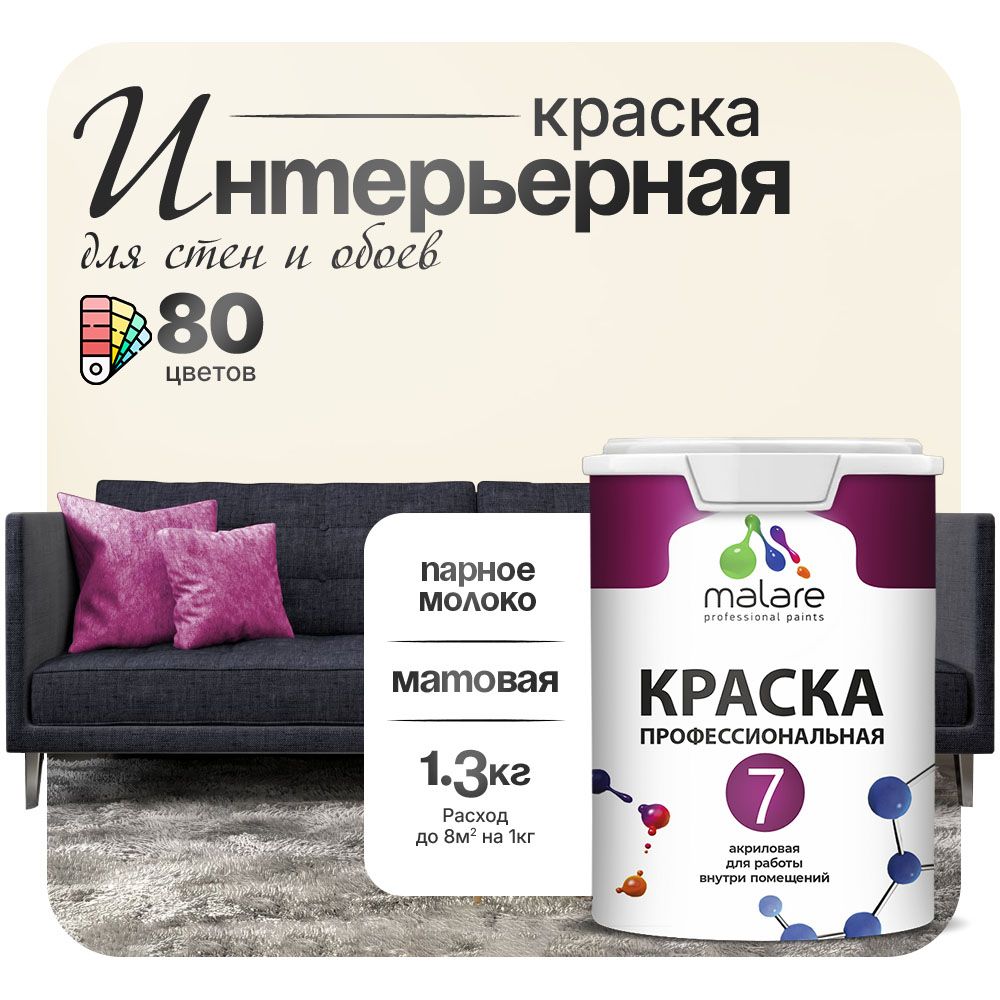 Акриловая краска для стен и обоев Malare ЕВРО 3