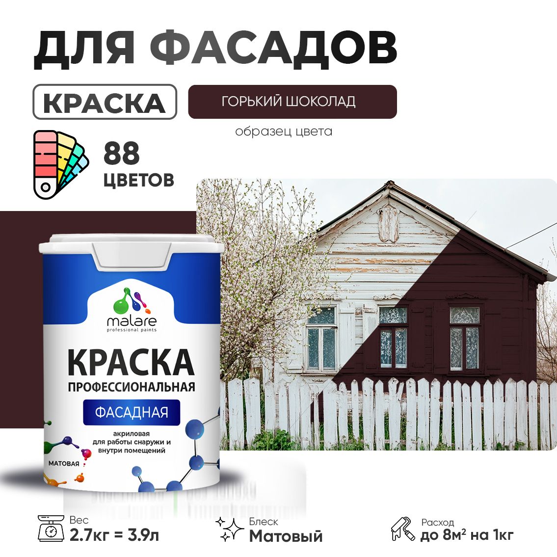 Акриловая фасадная профессиональная краска Malare