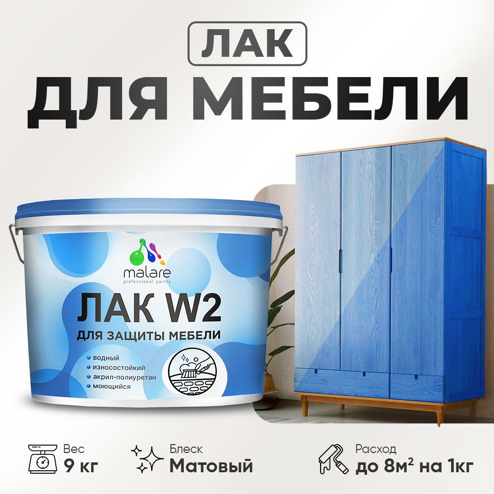 Акриловый водный лак для мебели и кухонных фасадов Malare