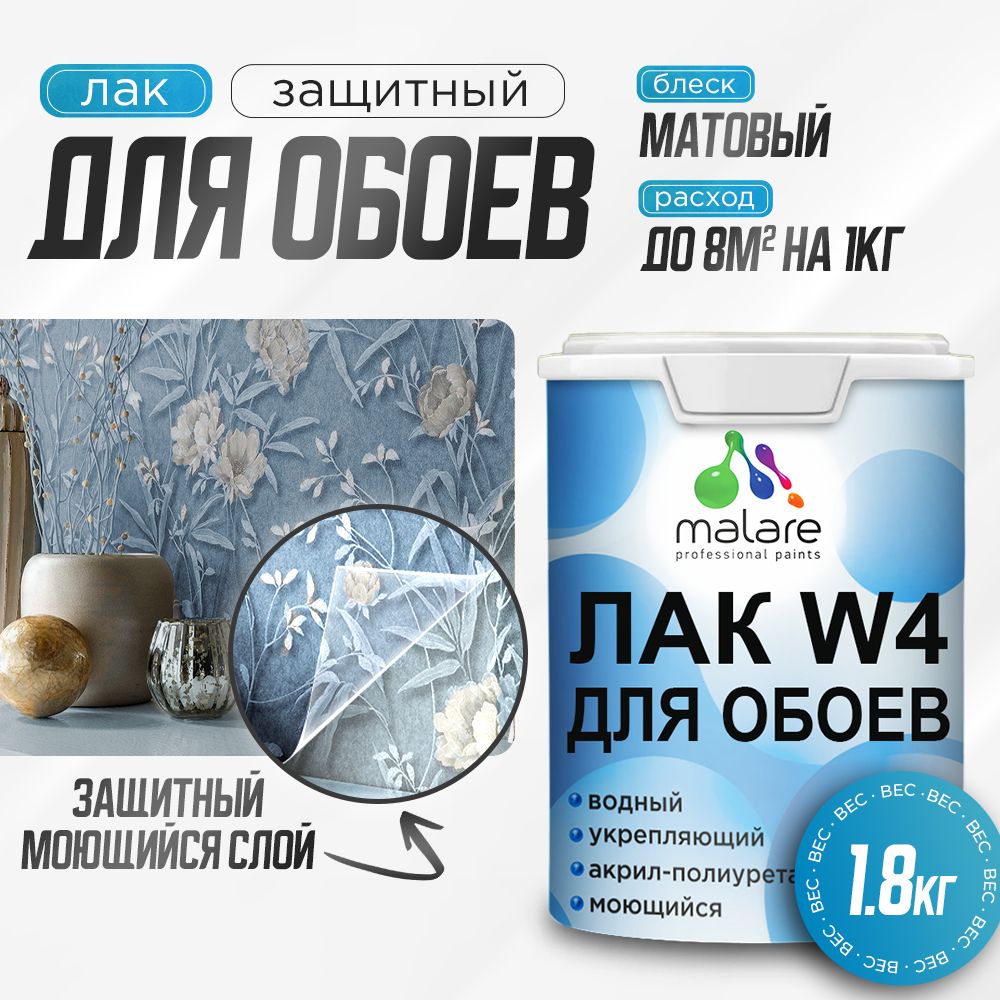 Акриловый водный лак для обоев Malare