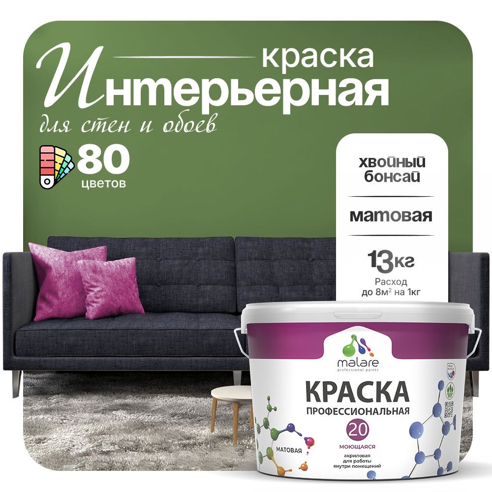 Акриловая краска для стен и обоев Malare ЕВРО 20