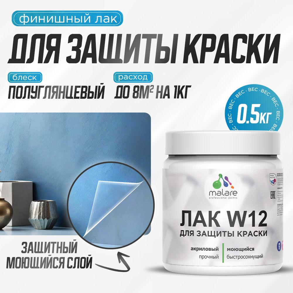 Акриловый водный лак для защиты краски Malare W12