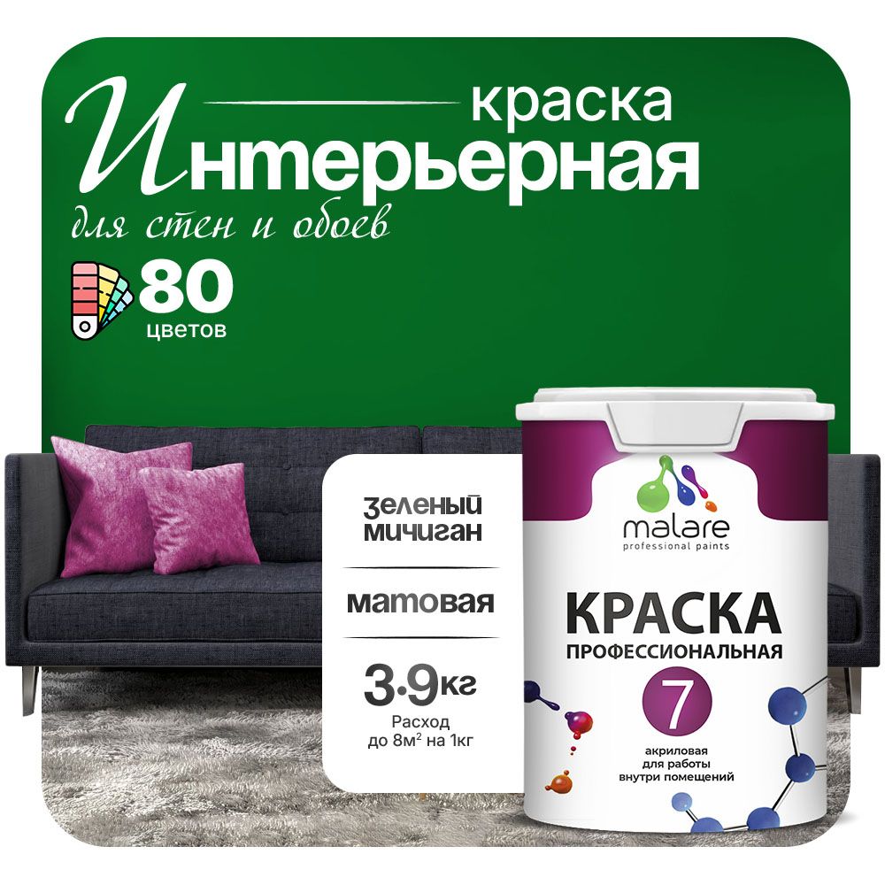 Акриловая краска для стен и обоев Malare ЕВРО 3