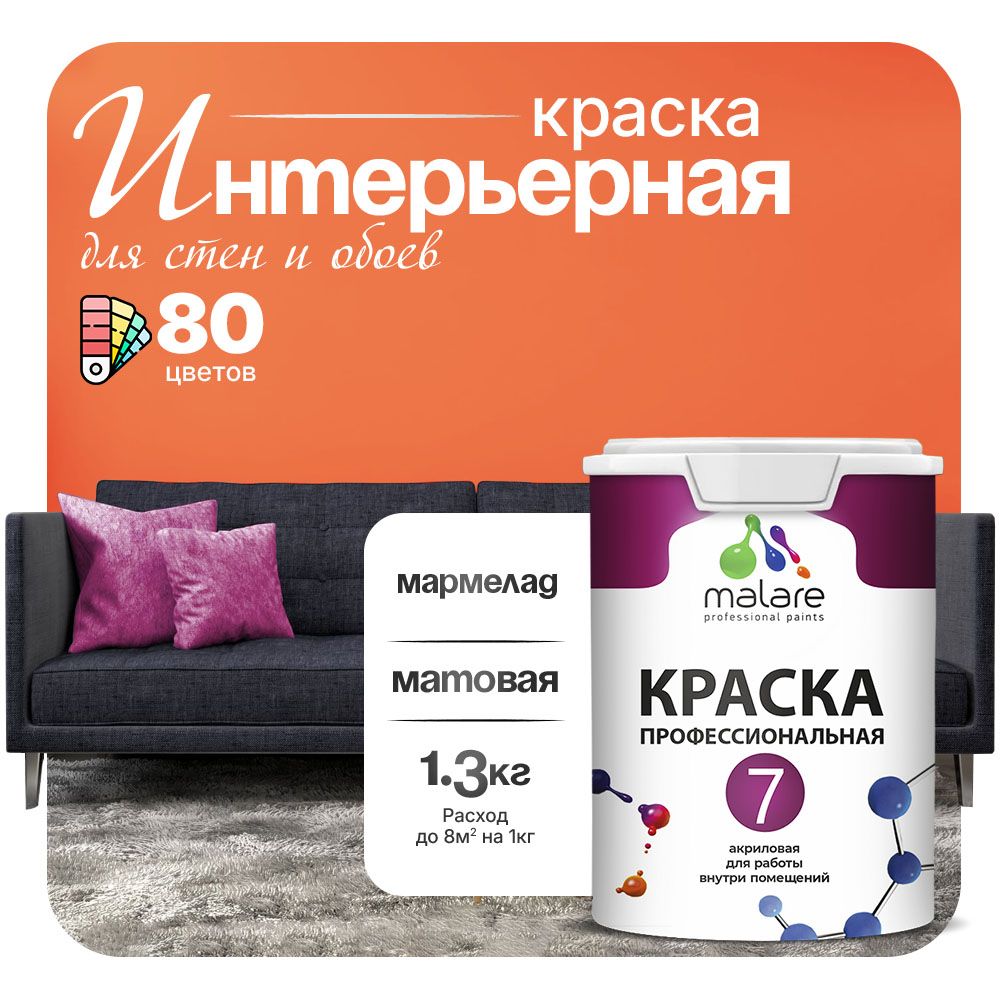 Акриловая краска для стен и обоев Malare ЕВРО 3