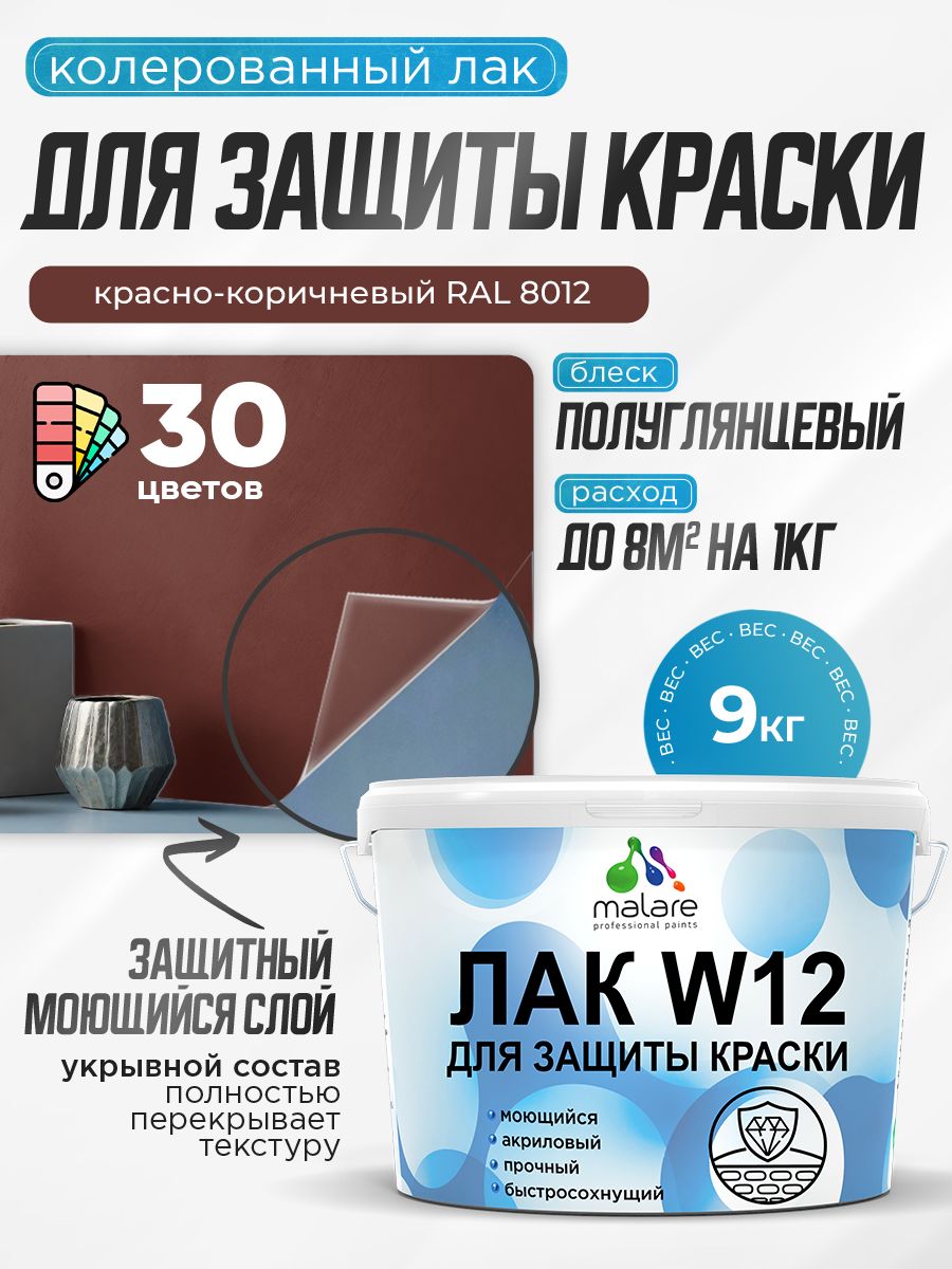 Акриловый водный колерованный лак для защиты краски Malare W12