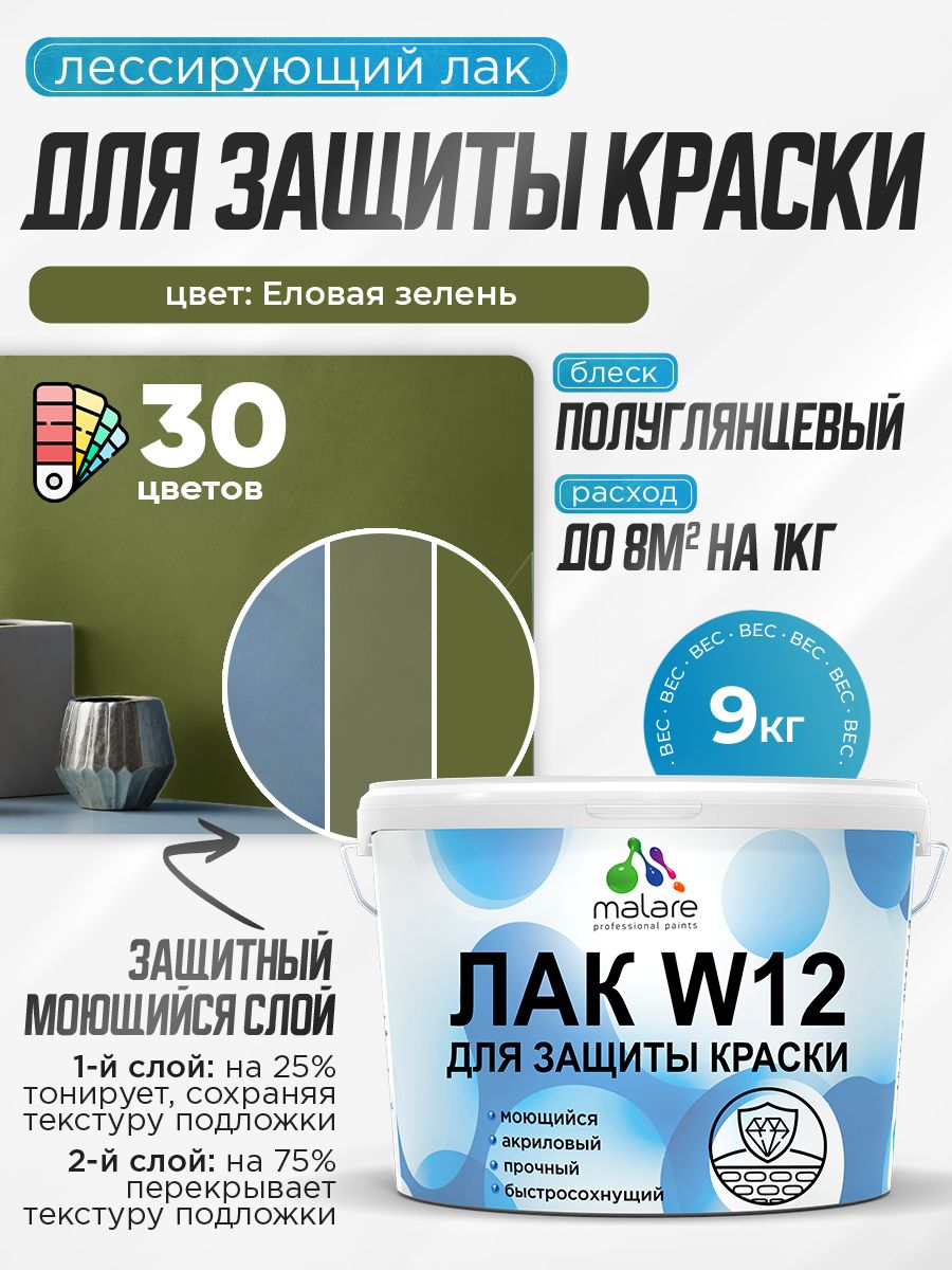 Акриловый водный колерованный лак для защиты краски Malare W12