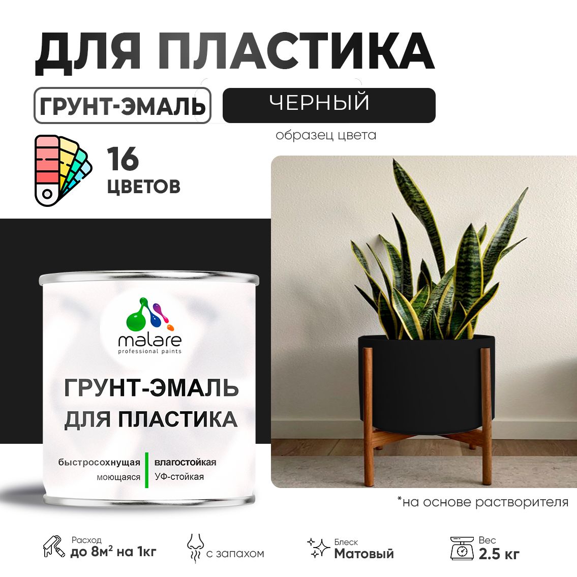 Акрилсополимерная грунт-эмаль 3 в 1 для пластиковых поверхностей Malare