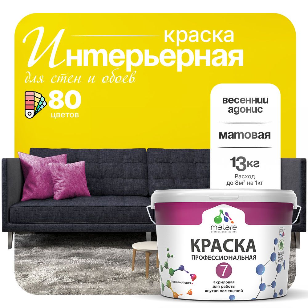 Акриловая краска для стен и обоев Malare ЕВРО 3
