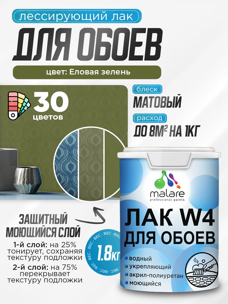 Акриловый водный колерованный лак для обоев Malare W4