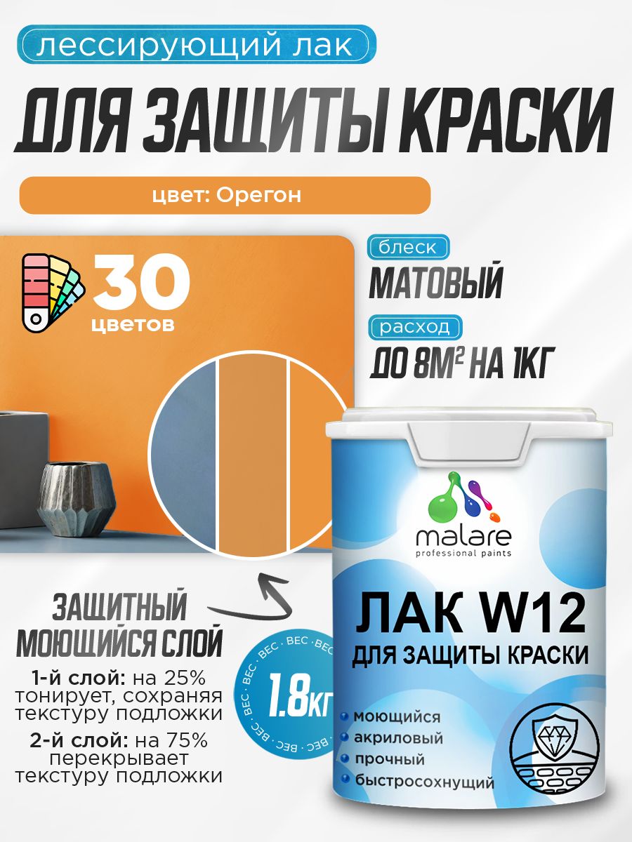 Акриловый водный колерованный лак для защиты краски Malare W12