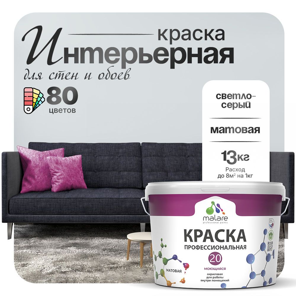 Акриловая краска для стен и обоев Malare ЕВРО 20
