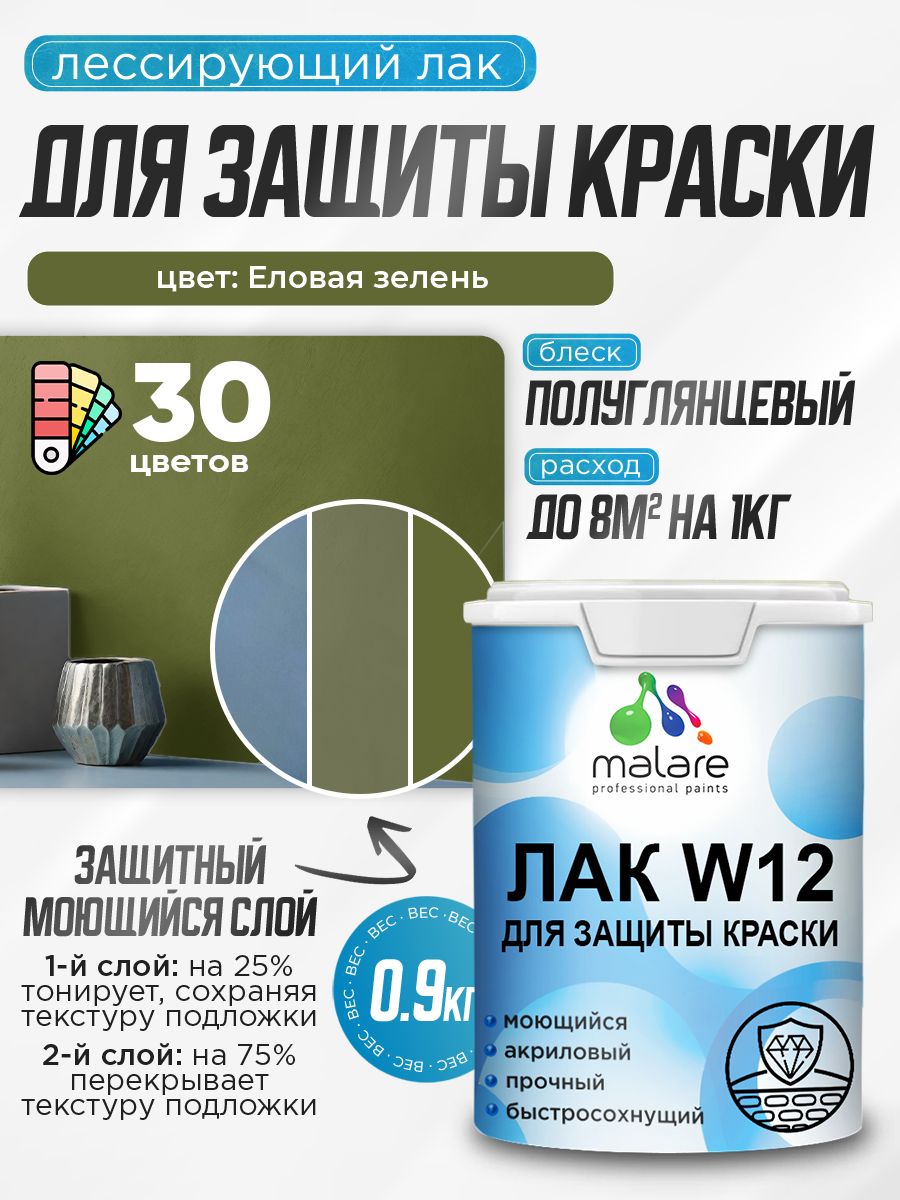 Акриловый водный колерованный лак для защиты краски Malare W12