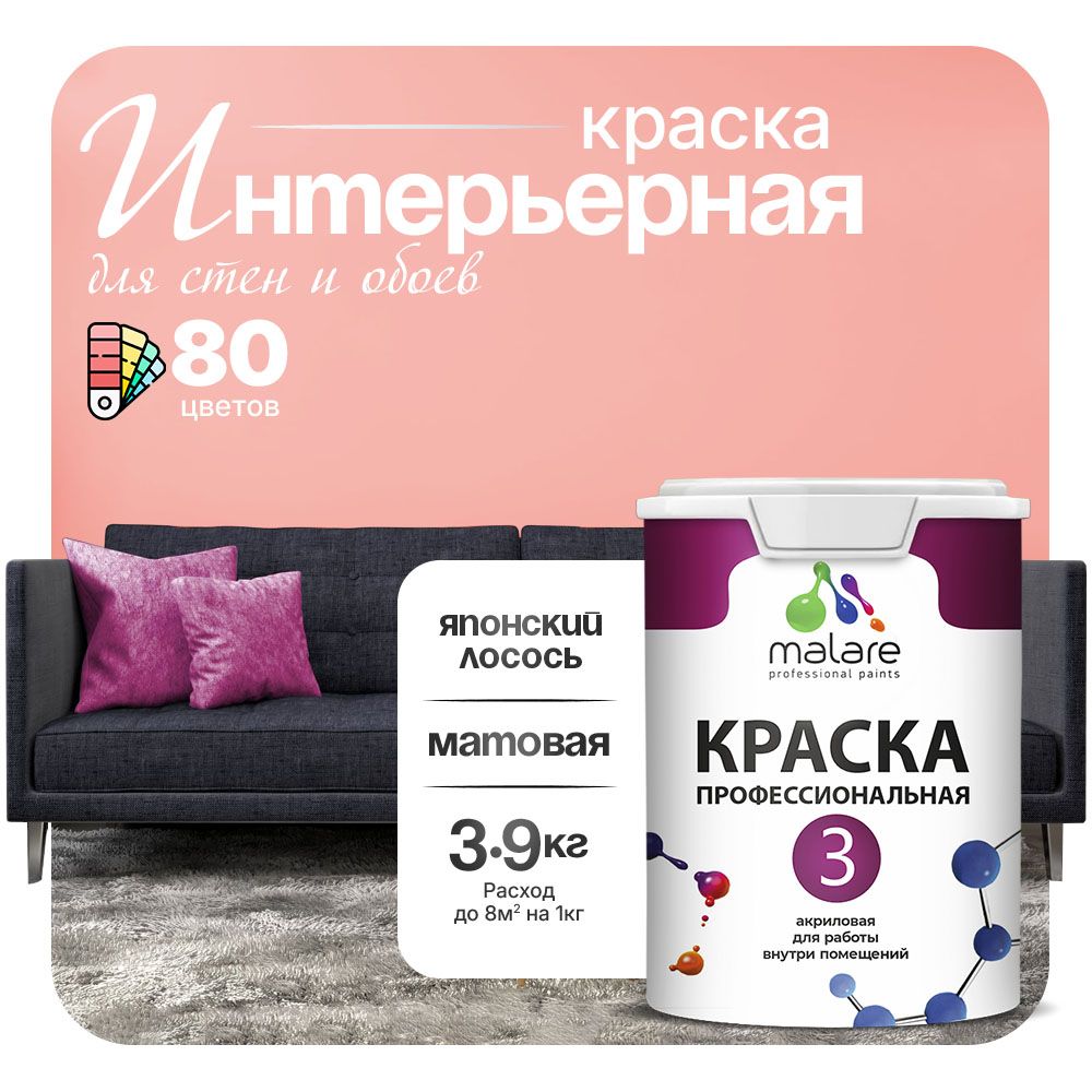 Акриловая краска для стен и обоев Malare ЕВРО 3