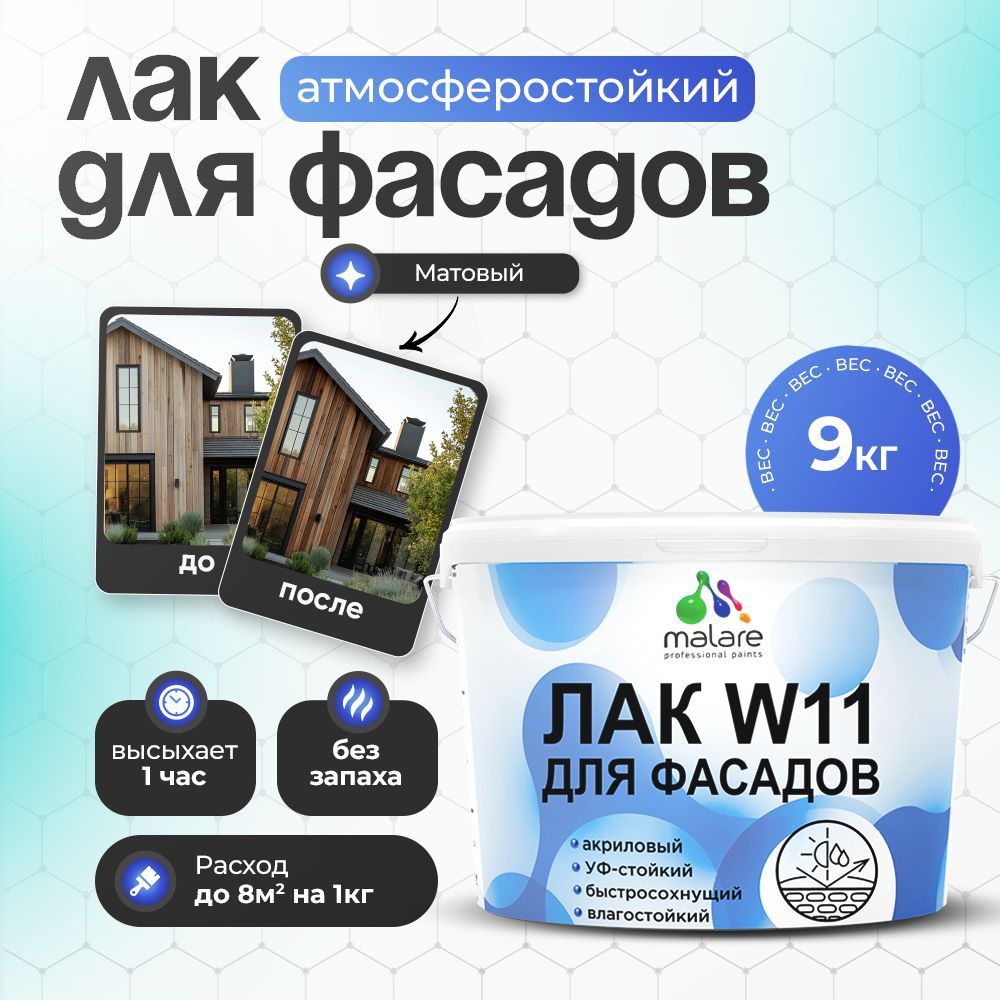 Акриловый водный фасадный лак Malare W11