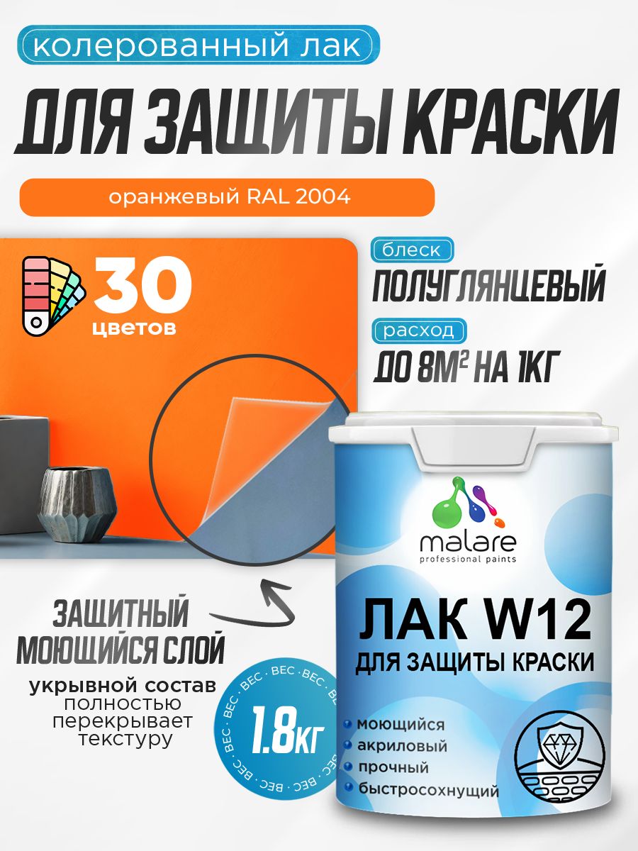 Акриловый водный колерованный лак для защиты краски Malare W12