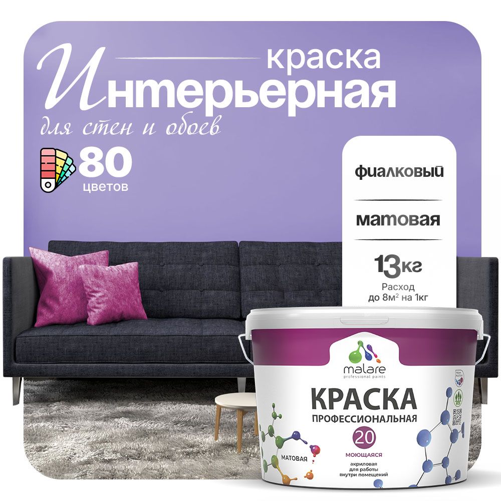 Акриловая краска для стен и обоев Malare ЕВРО 20