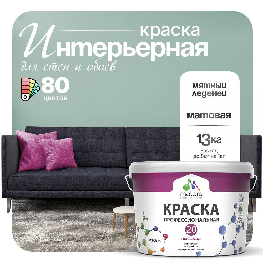 Акриловая краска для стен и обоев Malare ЕВРО 20