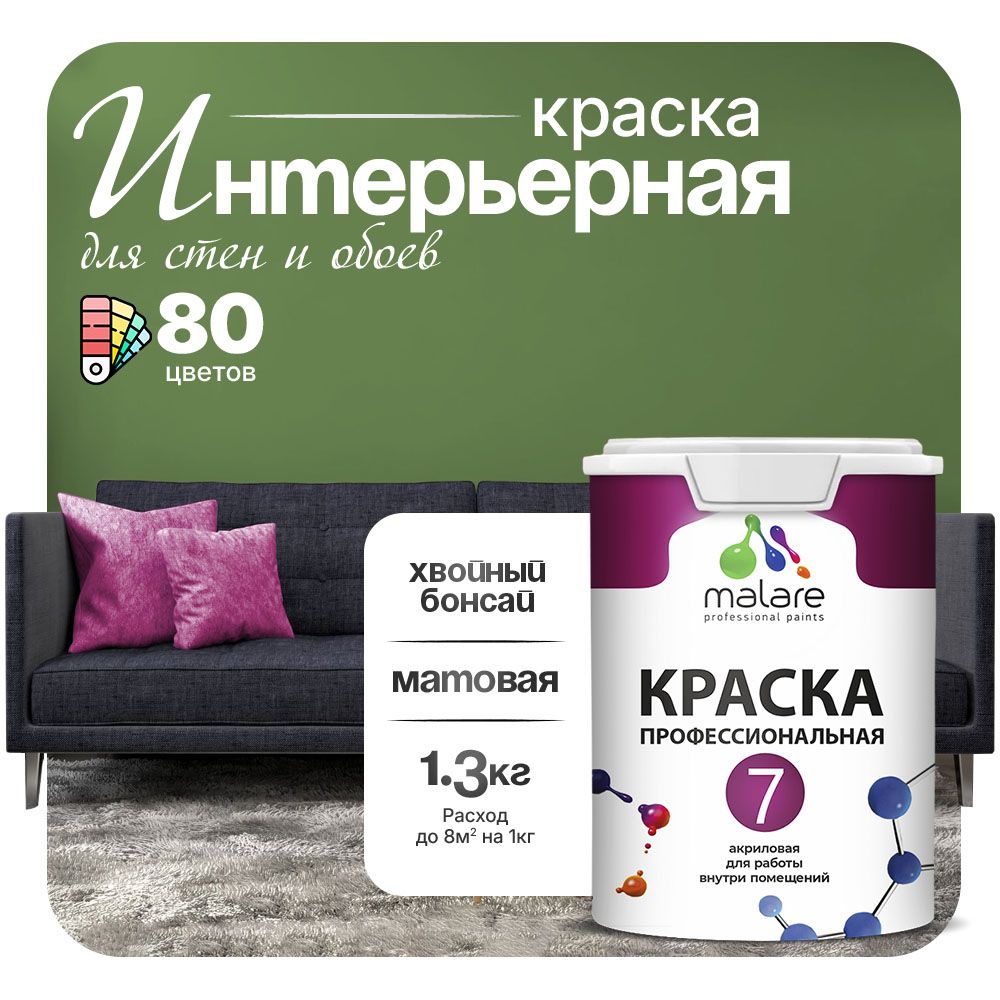 Акриловая краска для стен и обоев Malare ЕВРО 3