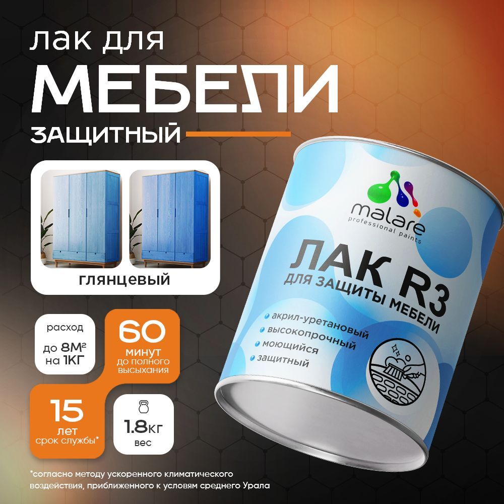 Акрил-уретановый лак для мебели и кухонных фасадов Malare R3