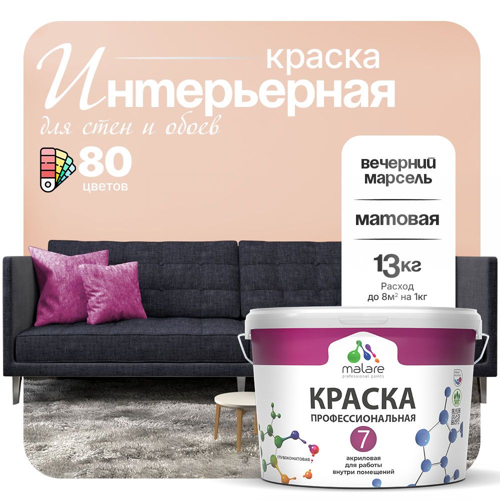 Акриловая краска для стен и обоев Malare ЕВРО 3