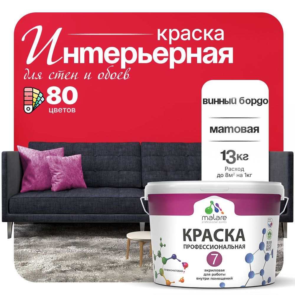 Акриловая краска для стен и обоев Malare ЕВРО 3